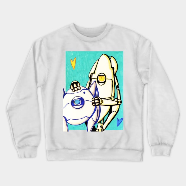 Robots Love Crewneck Sweatshirt by Gunes Ozcan